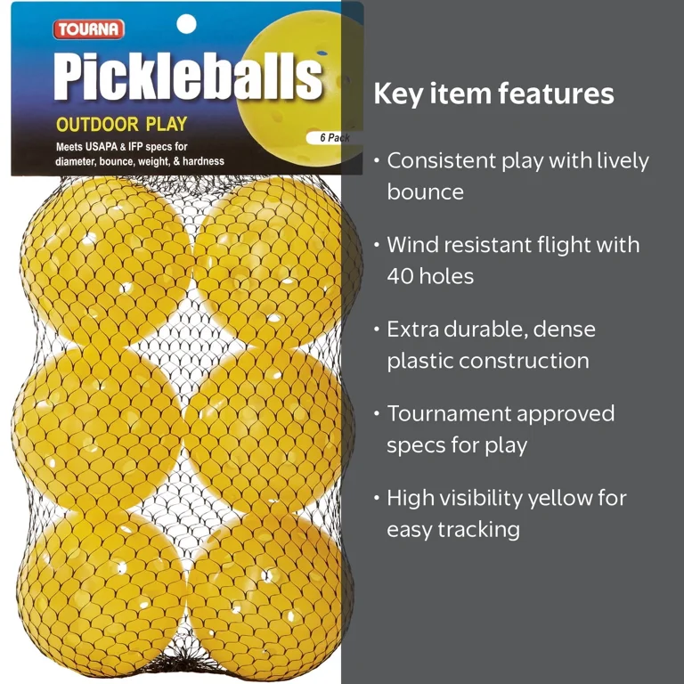 Tourna, Pickleball, Outdoor, 6-Pack, USAPA Approved - Walmart.com