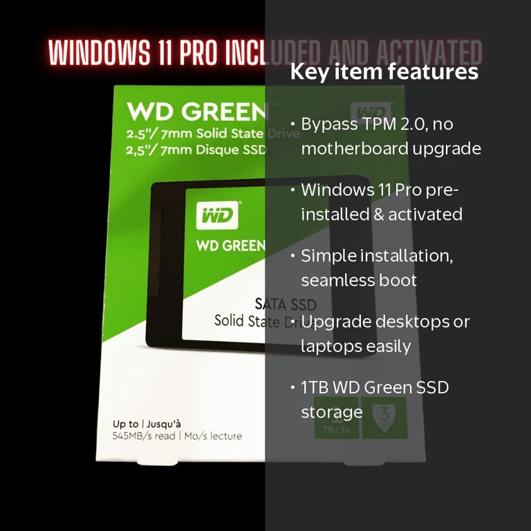 1TB WD Green SSD With Windows 11 Pro Pre Installed and Activate1TB