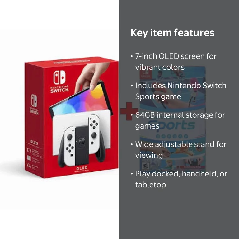 Nintendo Switch OLED White Console Bundle with Nintendo Switch