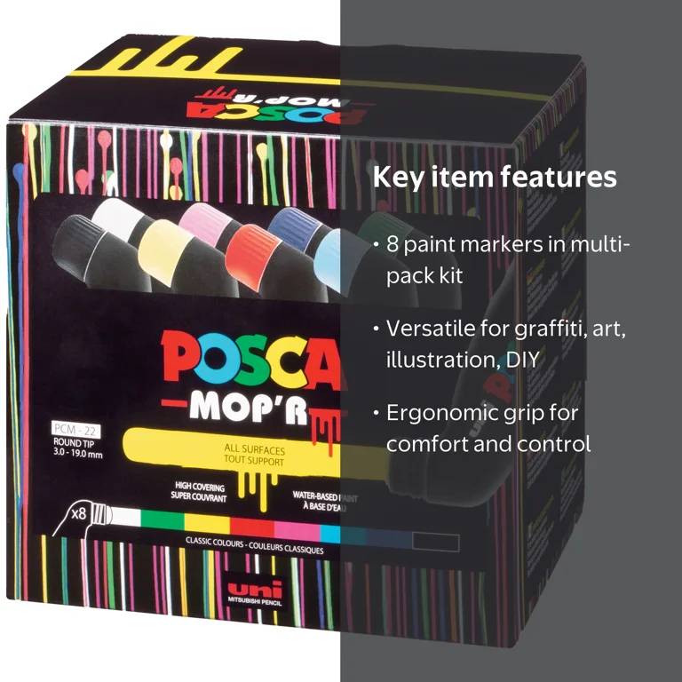 POSCA, Paint Markers, Set of 8, MOP'R for Artistic Effects