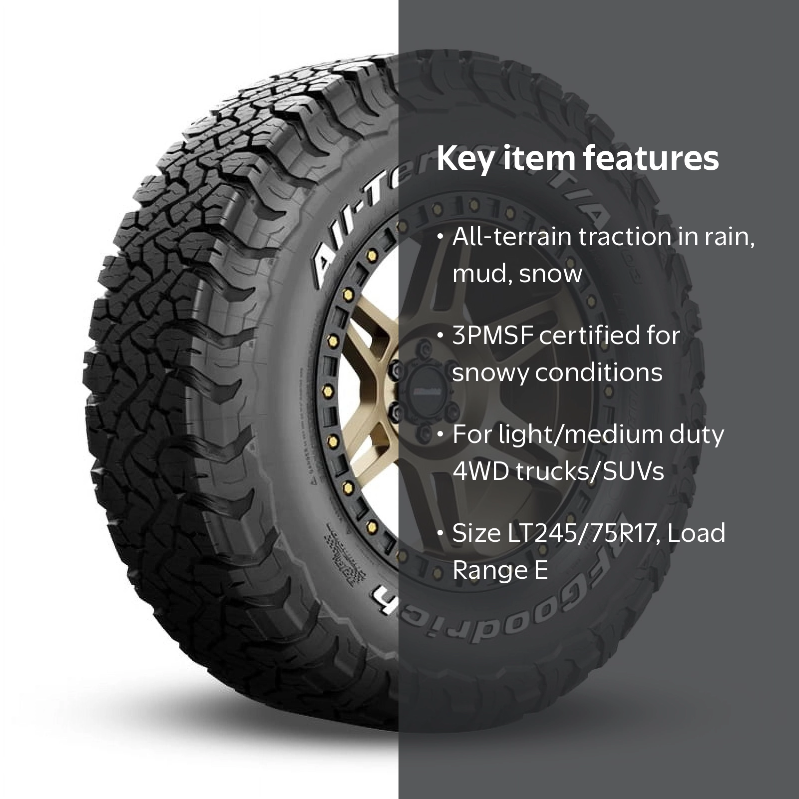 t*)様 BFGoodrich All-Terrain T/A タイヤ 4本セッ BFG All-Terrain T/A KO3 LT245/75R17 121/118S E Tire - Walmart.com