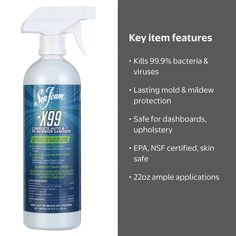 Sea Foam X99 Complete Auto & RV Interior Sanitizer, 22oz - Walmart.com
