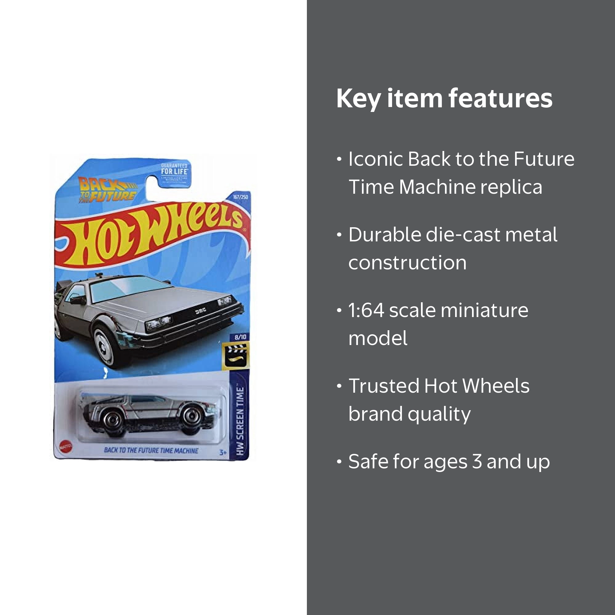 Hot Wheels 2022 'Back to The Future' Time Machine, Silver 1:64