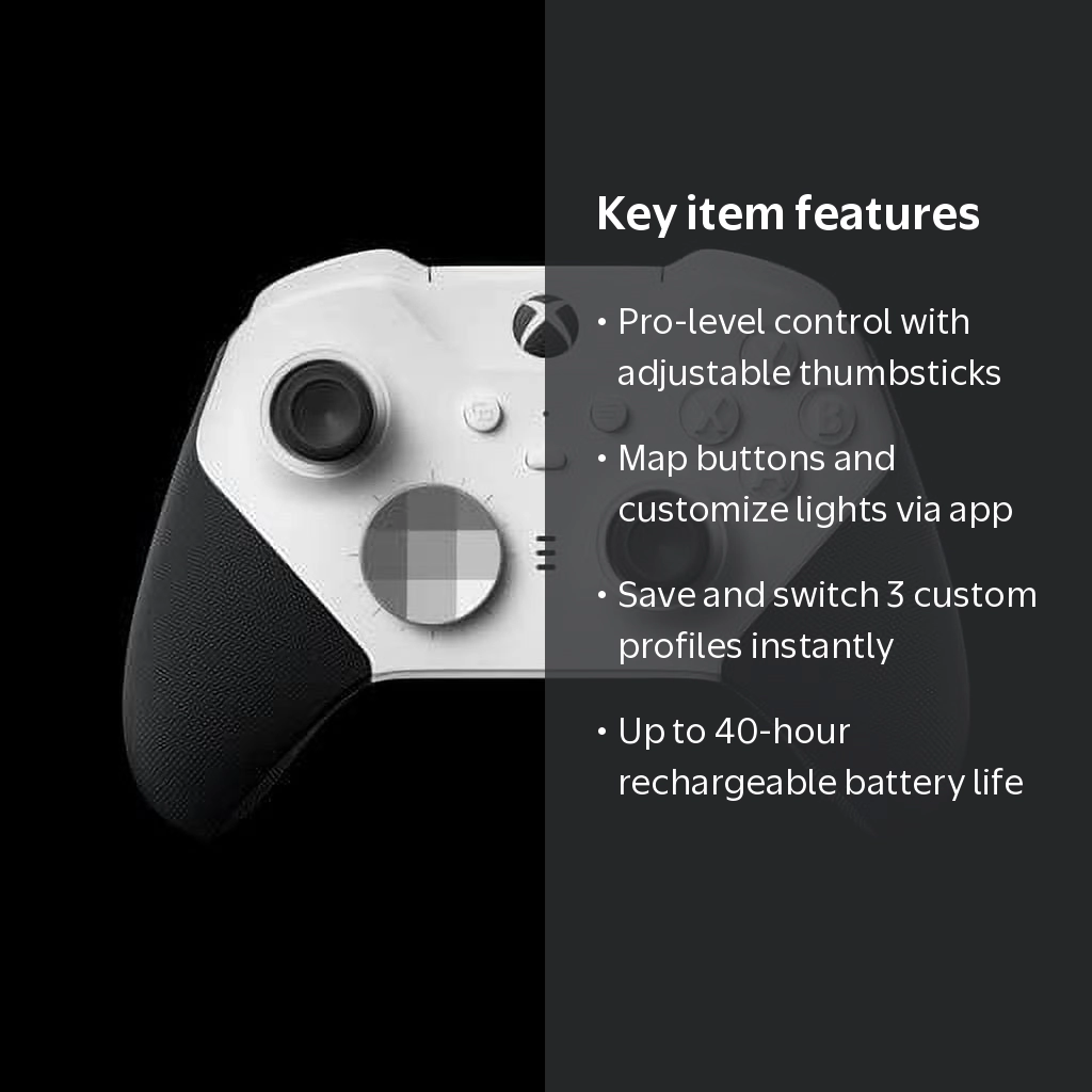 XBOX, Wireless Controller, White Black, Adjustable Thumbsticks