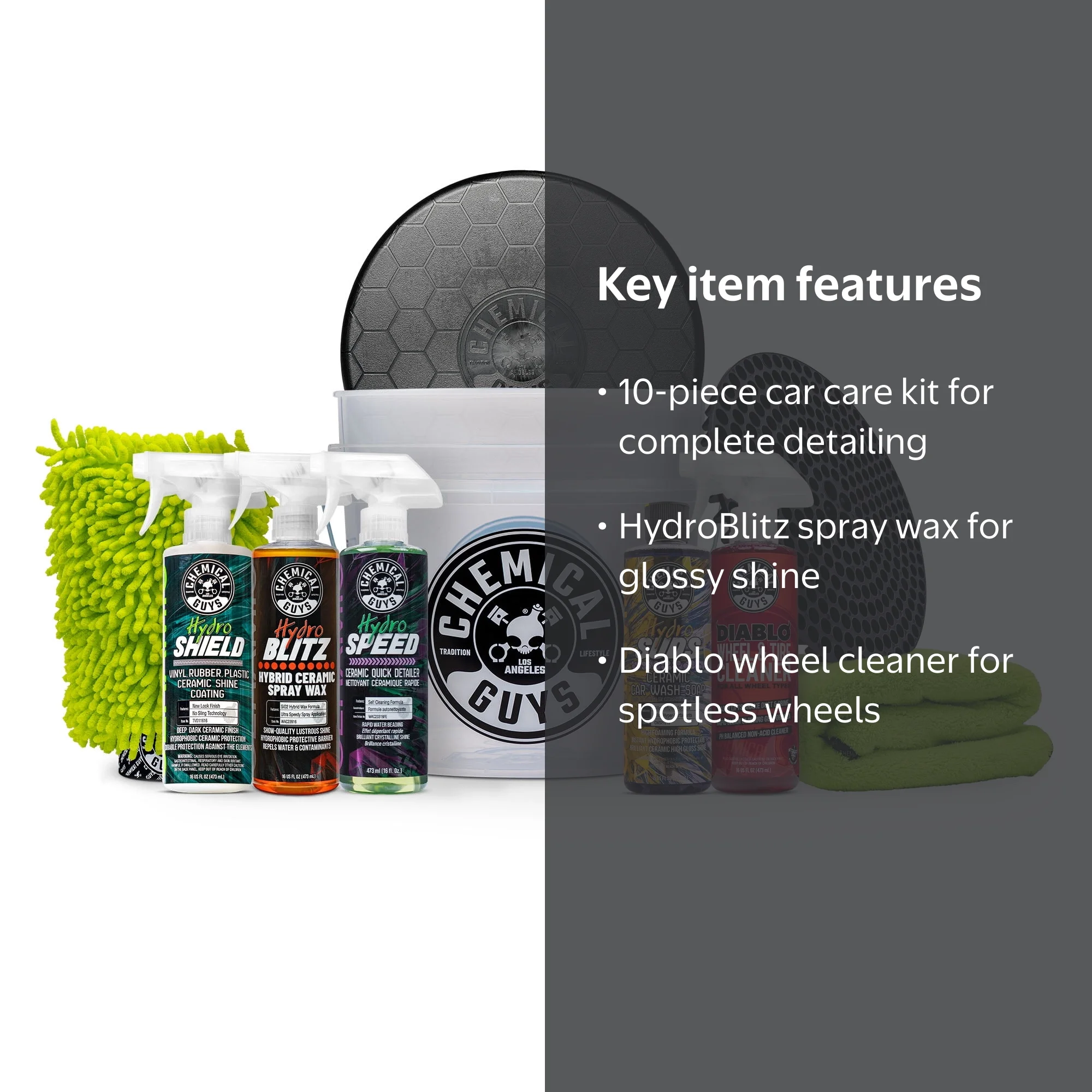 Chemical Guys Premium Exterior Ceramic Detail Bucket Kit, 10 Piece