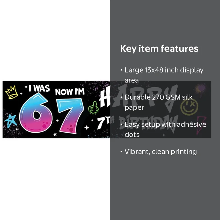 Koyal Wholesale 13x48 Inch 6–7 Birthday Banner, I Was 6 Now I'm 7