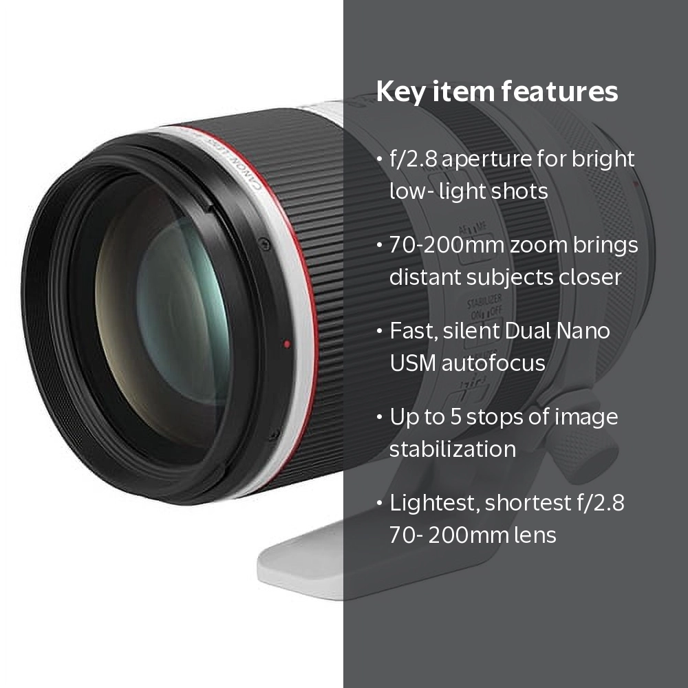 Canon Zoom Lens RF 70-200mm f/2.8L IS USM, Compact & Portable with