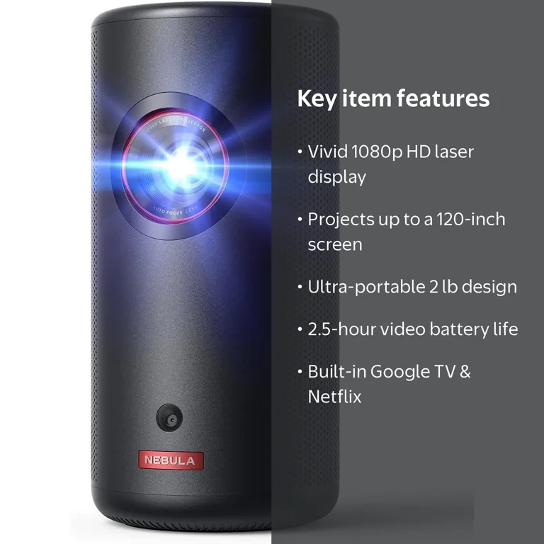 Nebula Capsule 3 Laser Mini Projector with WiFi, 1080p HD, Full HD