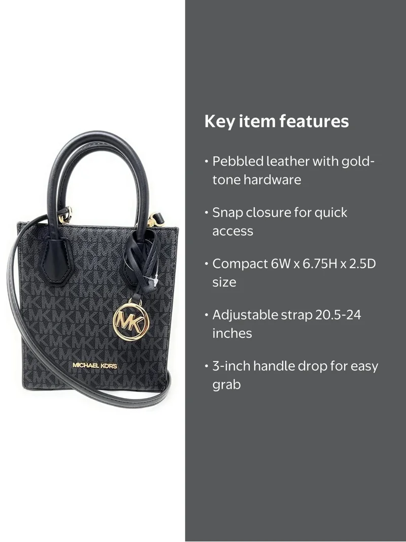 Michael Kors Mercer XS Crossbody Bag, 35S1GM9T0L, Pebbled Leather