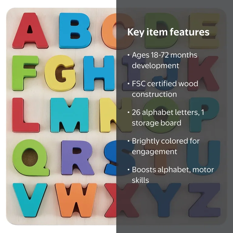 Spark Create Imagine Wooden Alphabet Puzzle for Kids Ages 18