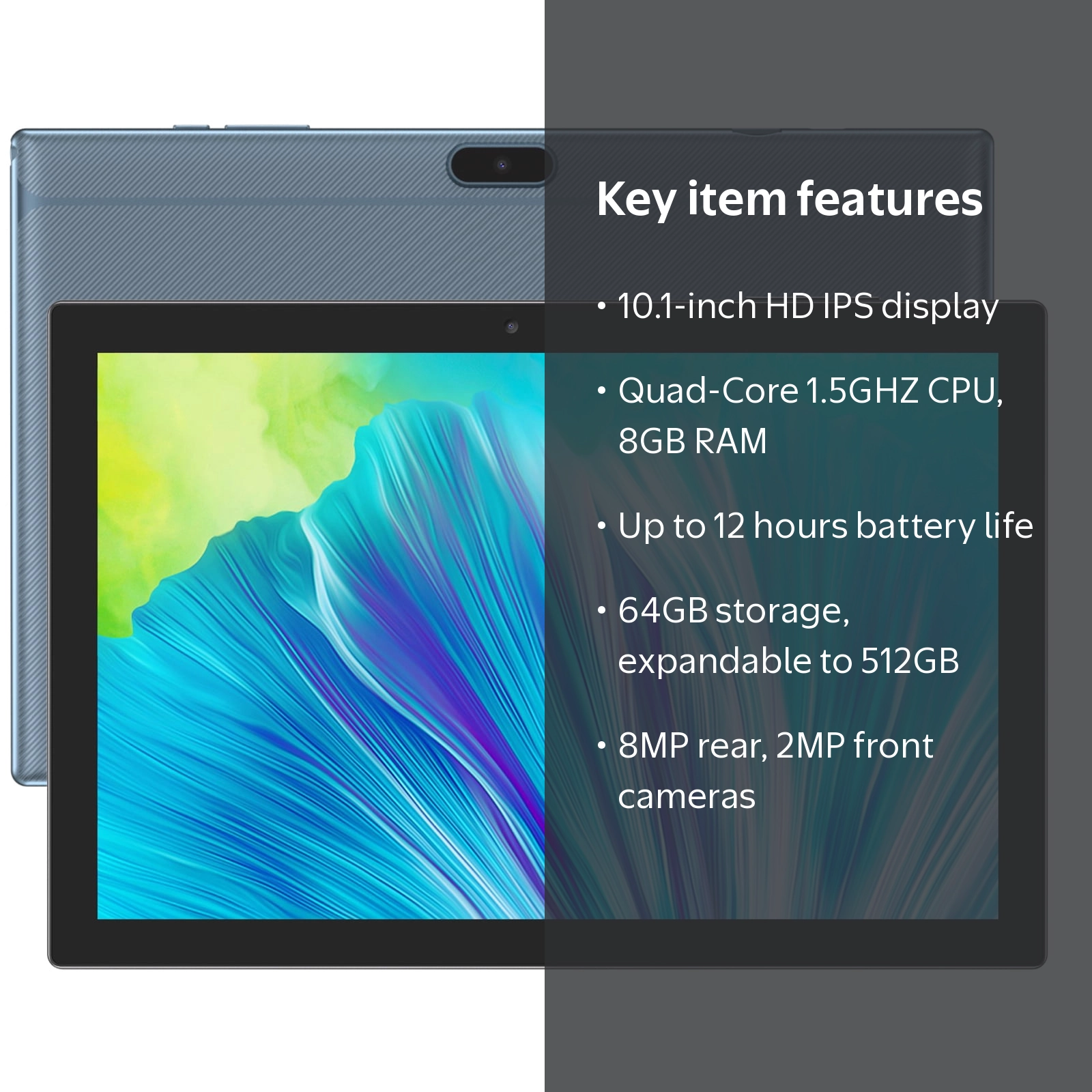 ZZB, Android Tablet, 10 Inch, 64GB Storage, 8MP Camera, Blue