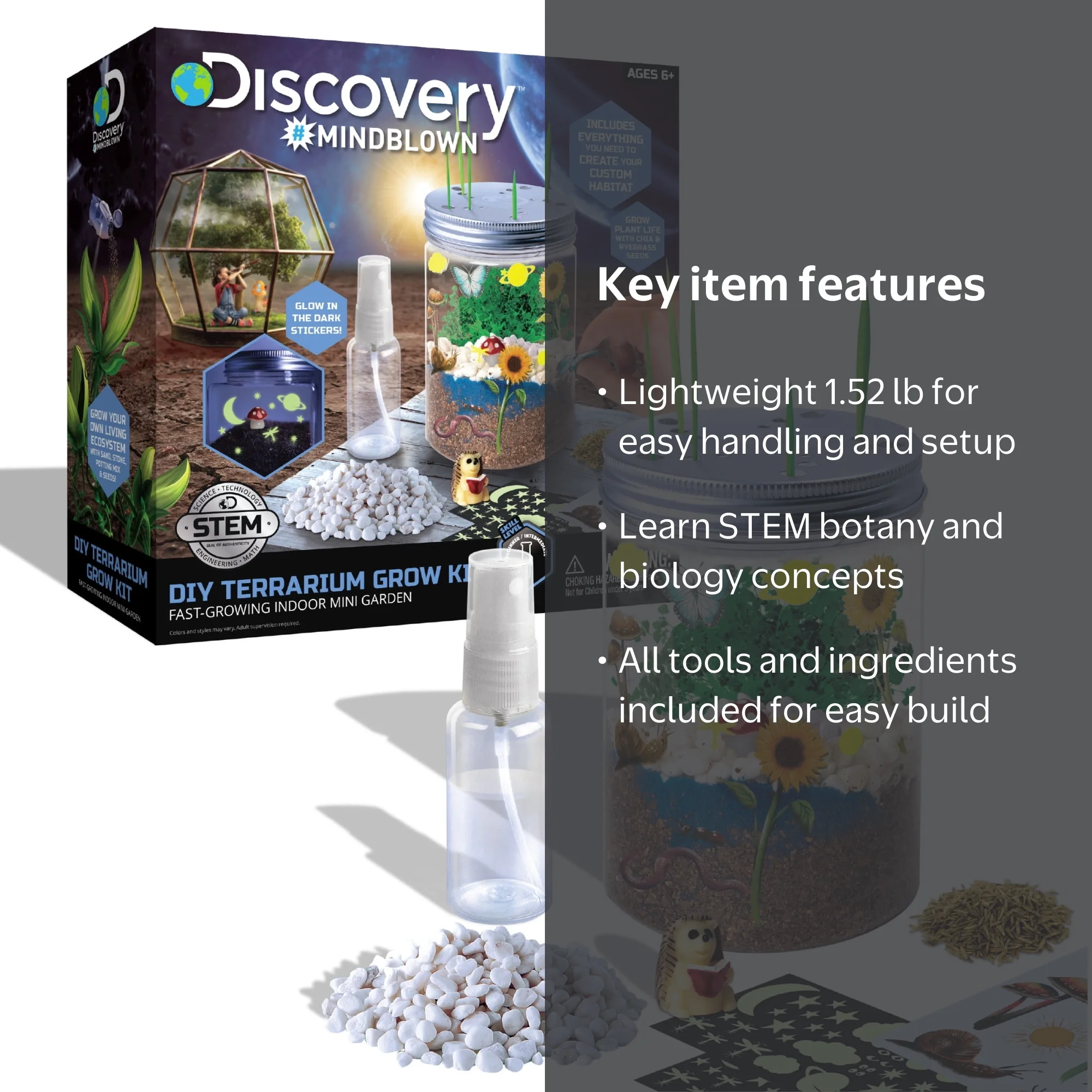 Discovery™ DIY Terrarium Grow Kit, Gardening Plant Crafts, Multi