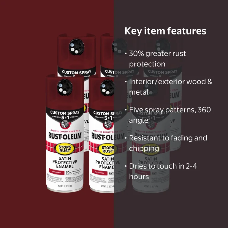 6 Pack, Heritage Red, Rust-Oleum Stops Rust Custom Spray 5 in 1