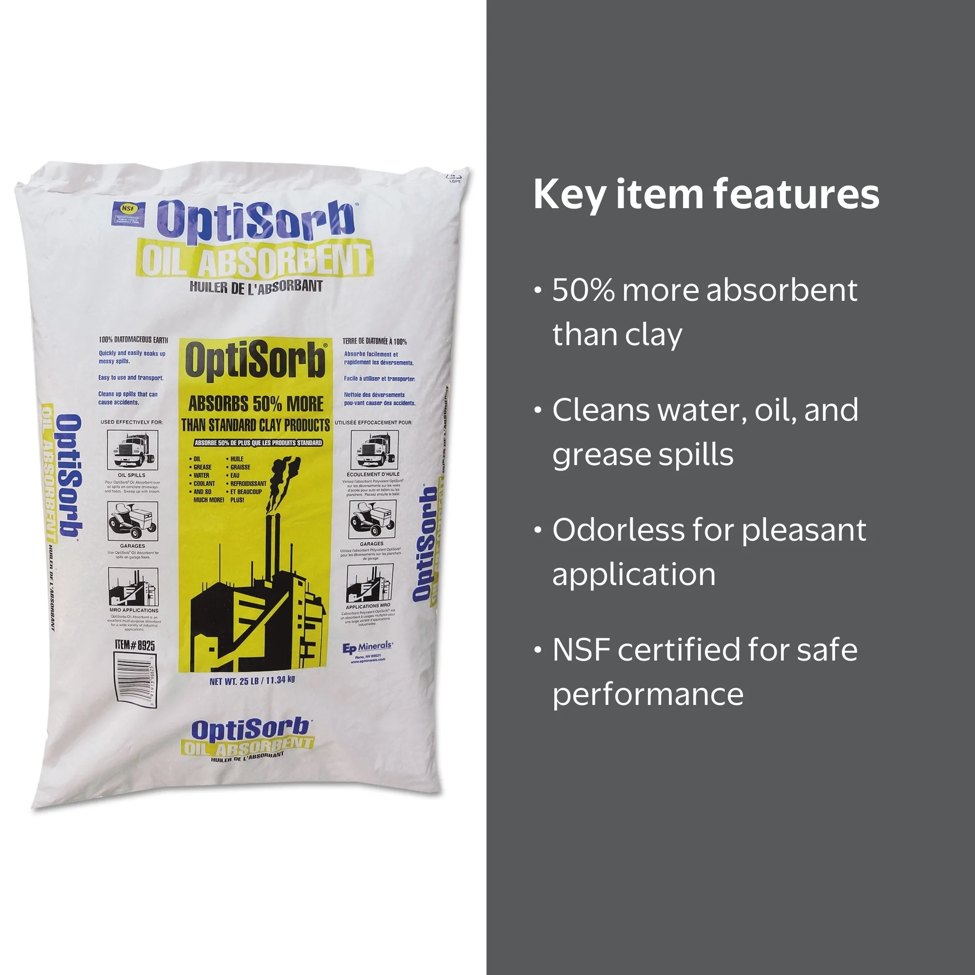 Granular Sorbent, 10 qt Absorbed per Package, 25 lb Bag