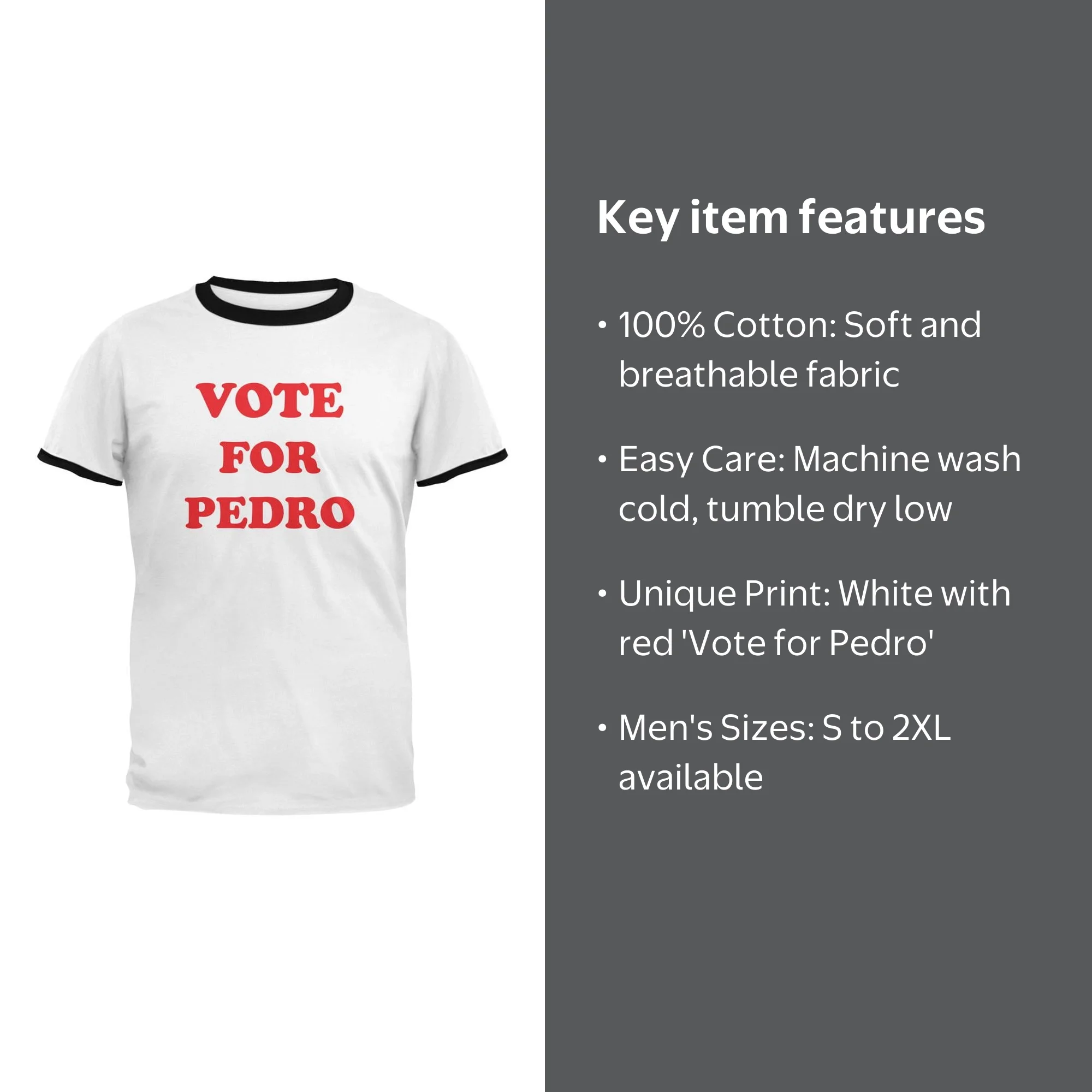 s*7様 00s Napoleon Dynamite ringer t-shir Napoleon Dynamite Inspired Vote For Pedro Men's Ringer T-Shirt