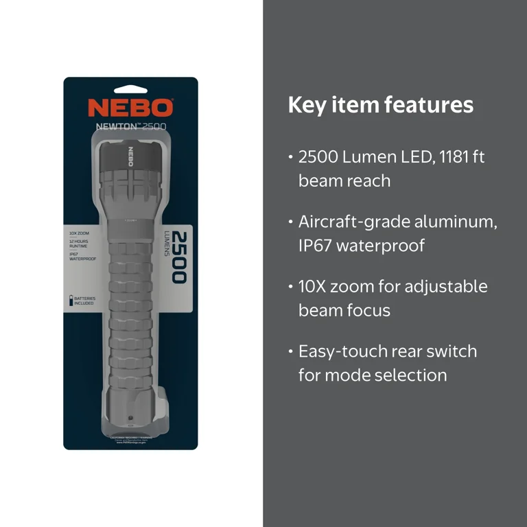 battery for nebo flashlight Newton 1000 Flashlight, 1000 Lumen LED Portable Weight 21.12 oz NEBO Newton 2500 Lumen LED
