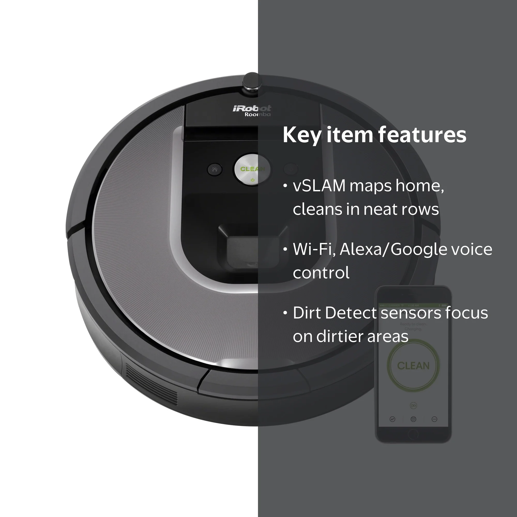 iRobot Roomba 960 Robot Vacuum- Wi-Fi Connected Mapping, Works