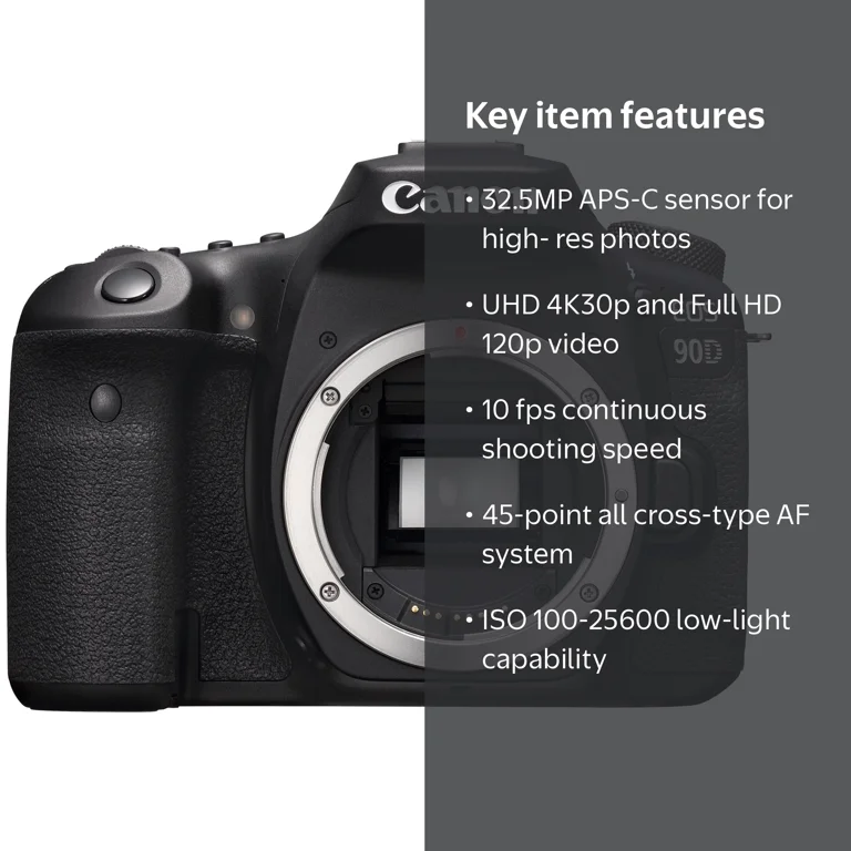 Canon EOS 90D DSLR Camera- Body Only 32.5MP APS-C Sensor - Walmart.com