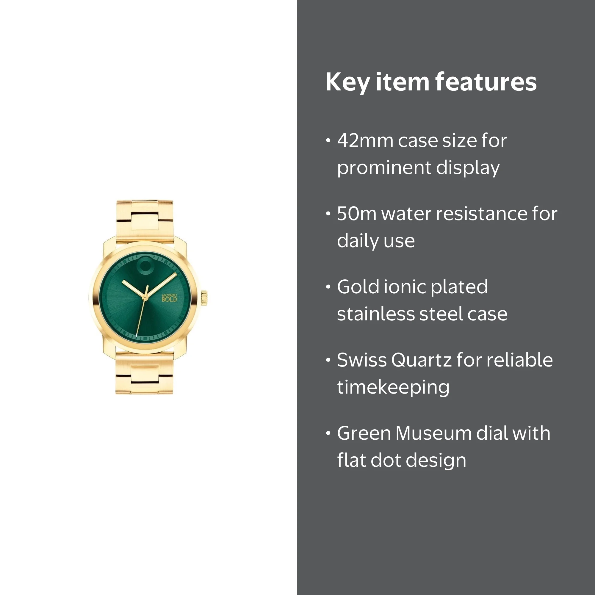 Movado Bold Trend Propel 3601257 Dial Green Gold Stainless Steel