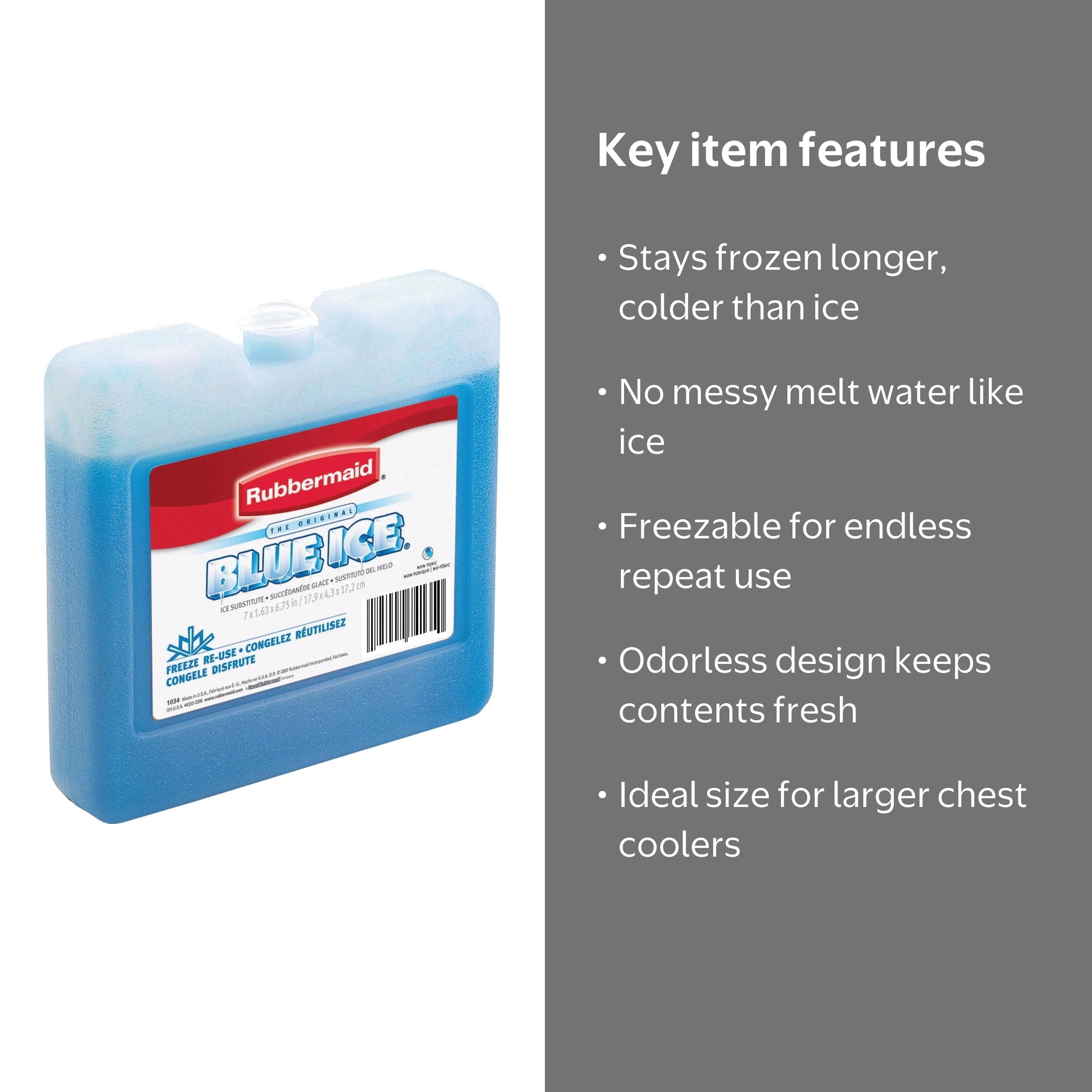 Rubbermaid Reusable Blue Ice Weekender Pack, Odorless, Colder Than