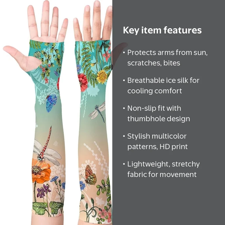 NUMJAW, Gardening Sleeves, Women, Sun Protection, Ice Silk
