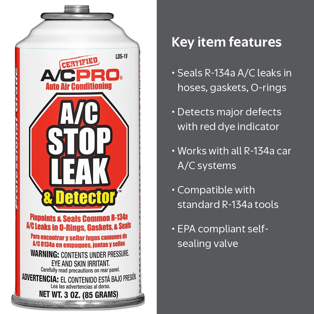A C Pro, Auto Air Conditioner Stop Leak and Detector, 4 oz