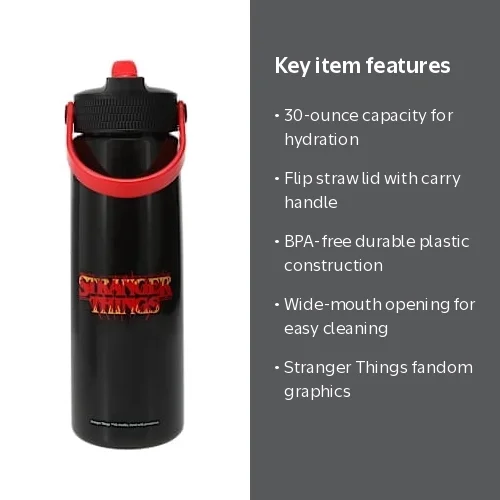 Zak! Stranger Things Hellfire Club Water Bottle with Straw, 30 oz