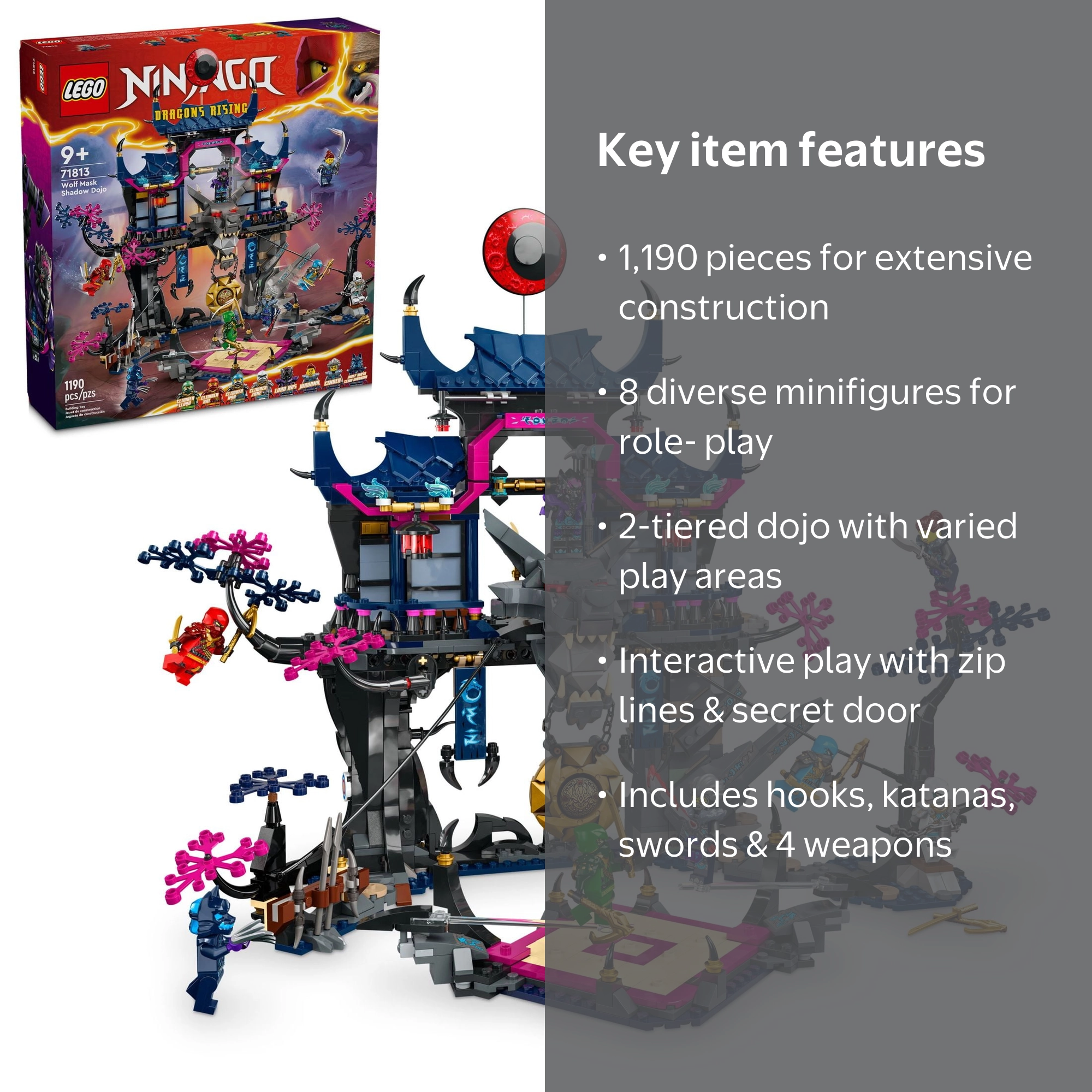 Free Shipping! LEGO NINJAGO Wolf Mask Shadow Dojo Building Toy