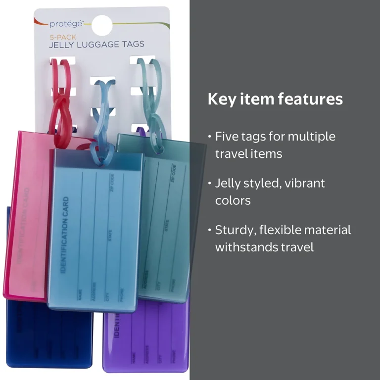 Protégé 5 Pack Jelly Styled Travel Tags - Walmart.com
