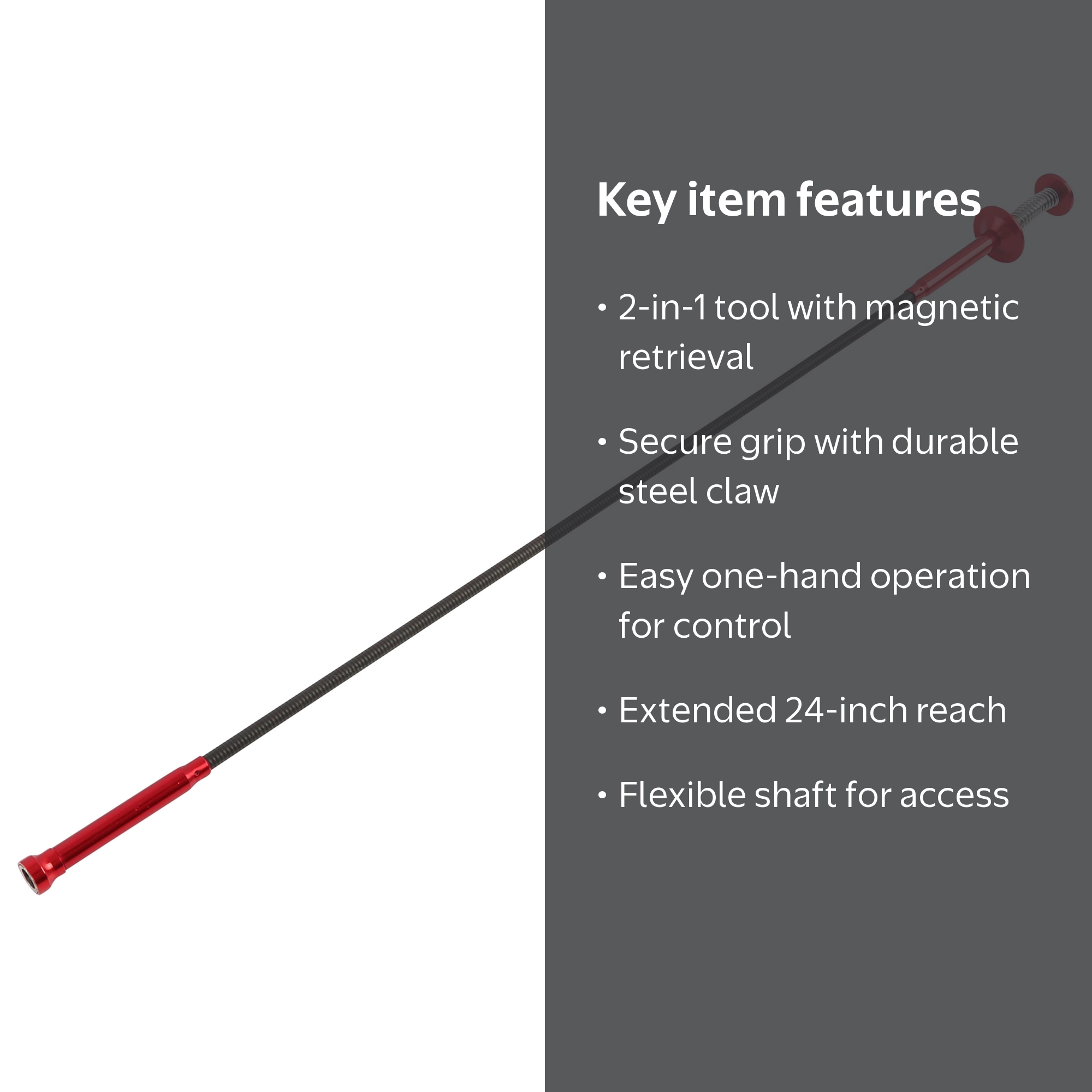 Hyper Tough 24-inch Steel 2-in-1 Magnetic and 4 Prong Pickup Tool