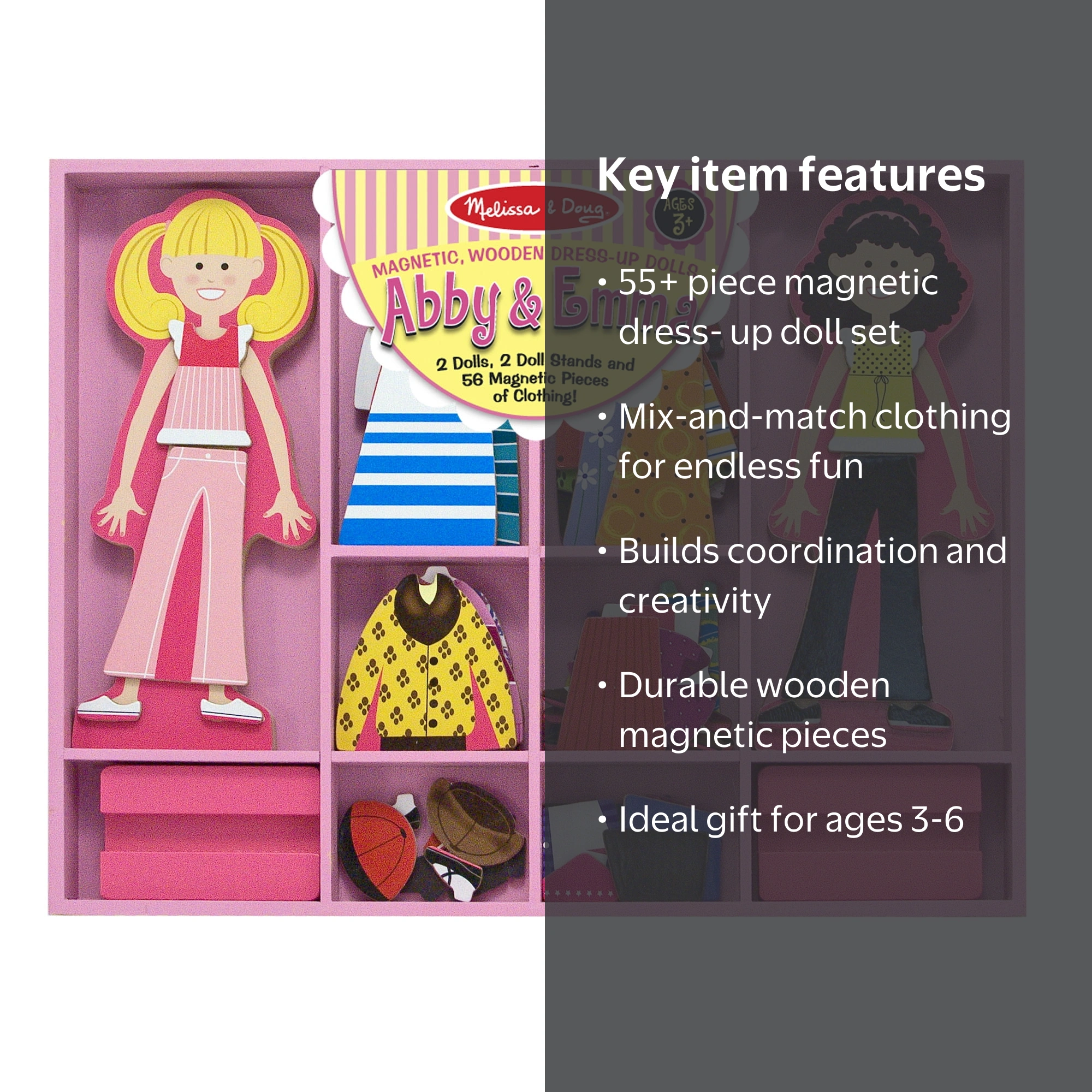 Melissa & Doug Abby & Emma Deluxe Magnetic Dress-Up Dolls with