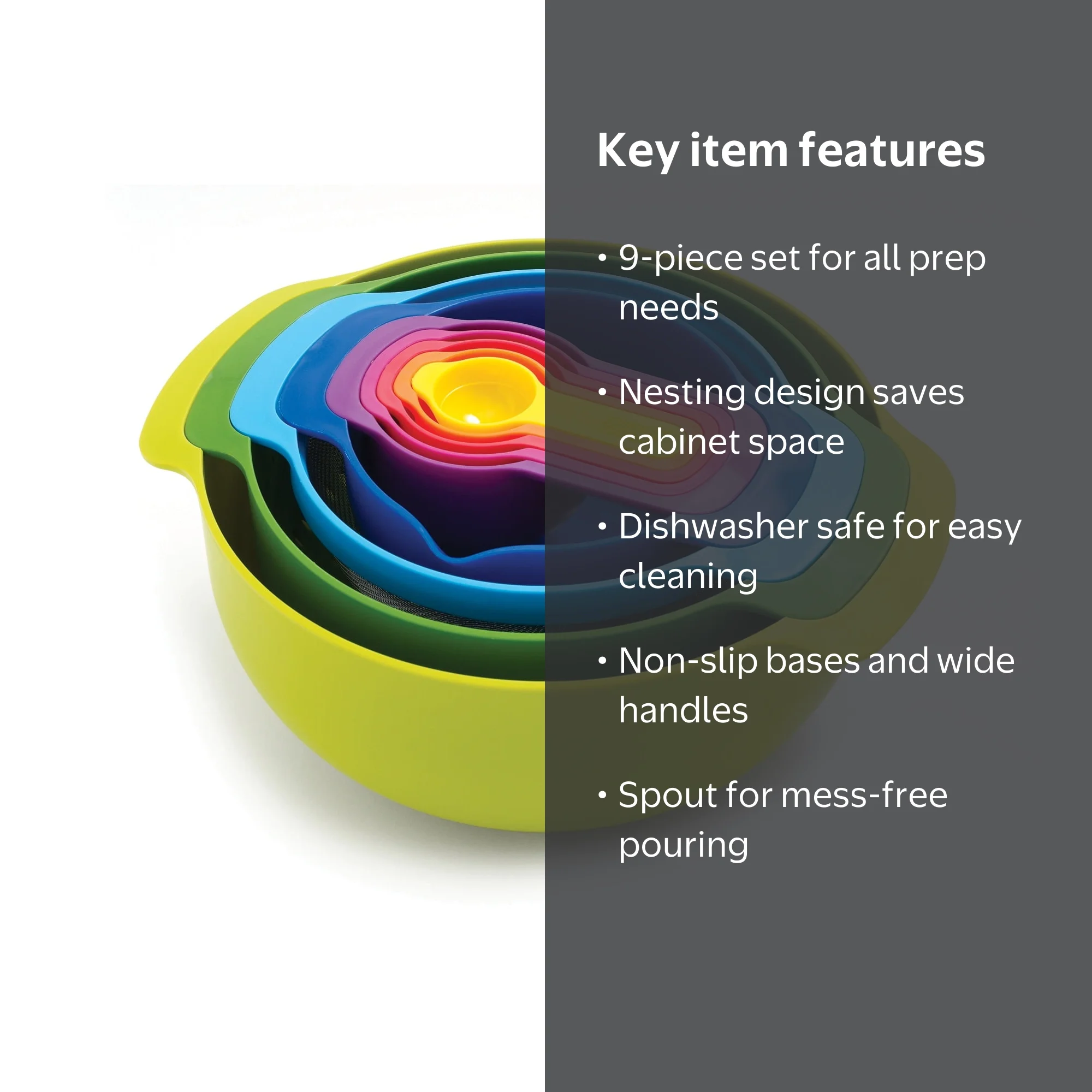 Joseph Joseph, Food Preparation Set, Nest 9-Piece, Space-Saving
