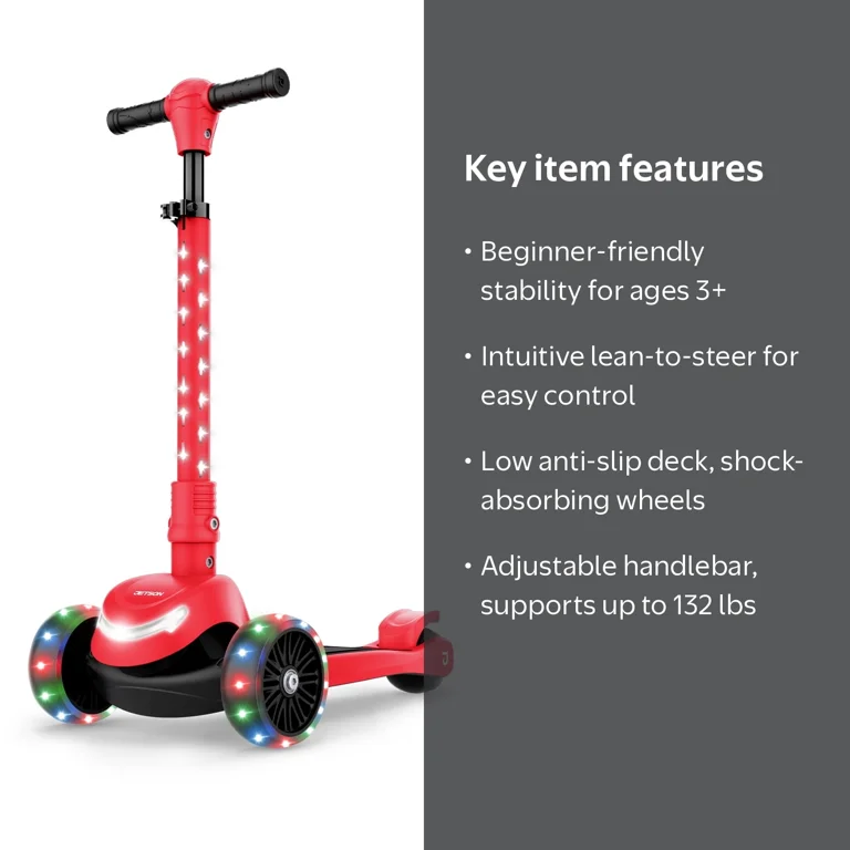 Jetson Jupiter Mini 3 Wheel Light-Up Kick Scooter with Adjustable
