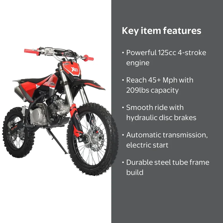X-Pro X17 125cc Dirt Bike, Auto Transmission, Electric Start, 17