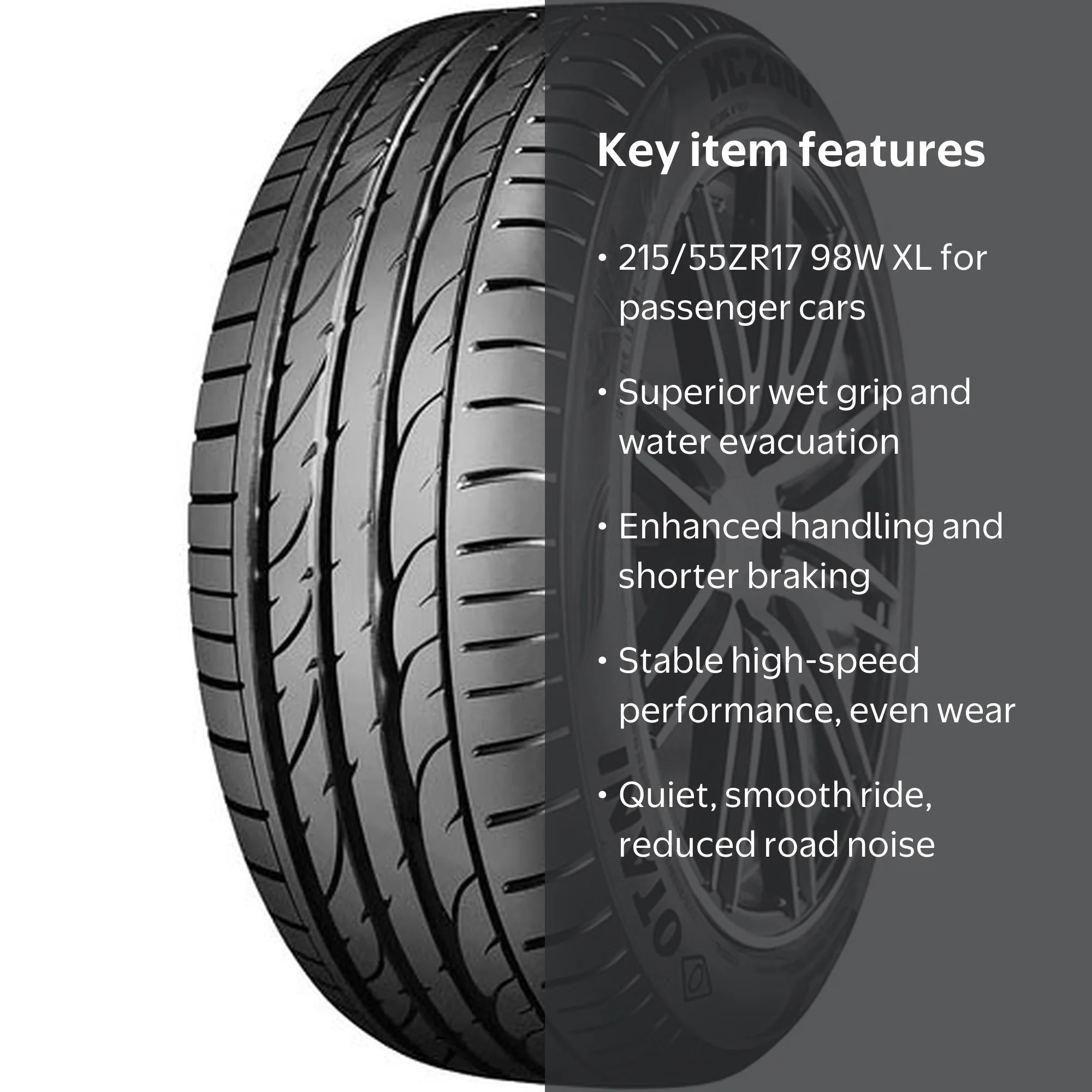Otani KC2000 UHP 215/55ZR17 98W XL Passenger Tire - Walmart.com