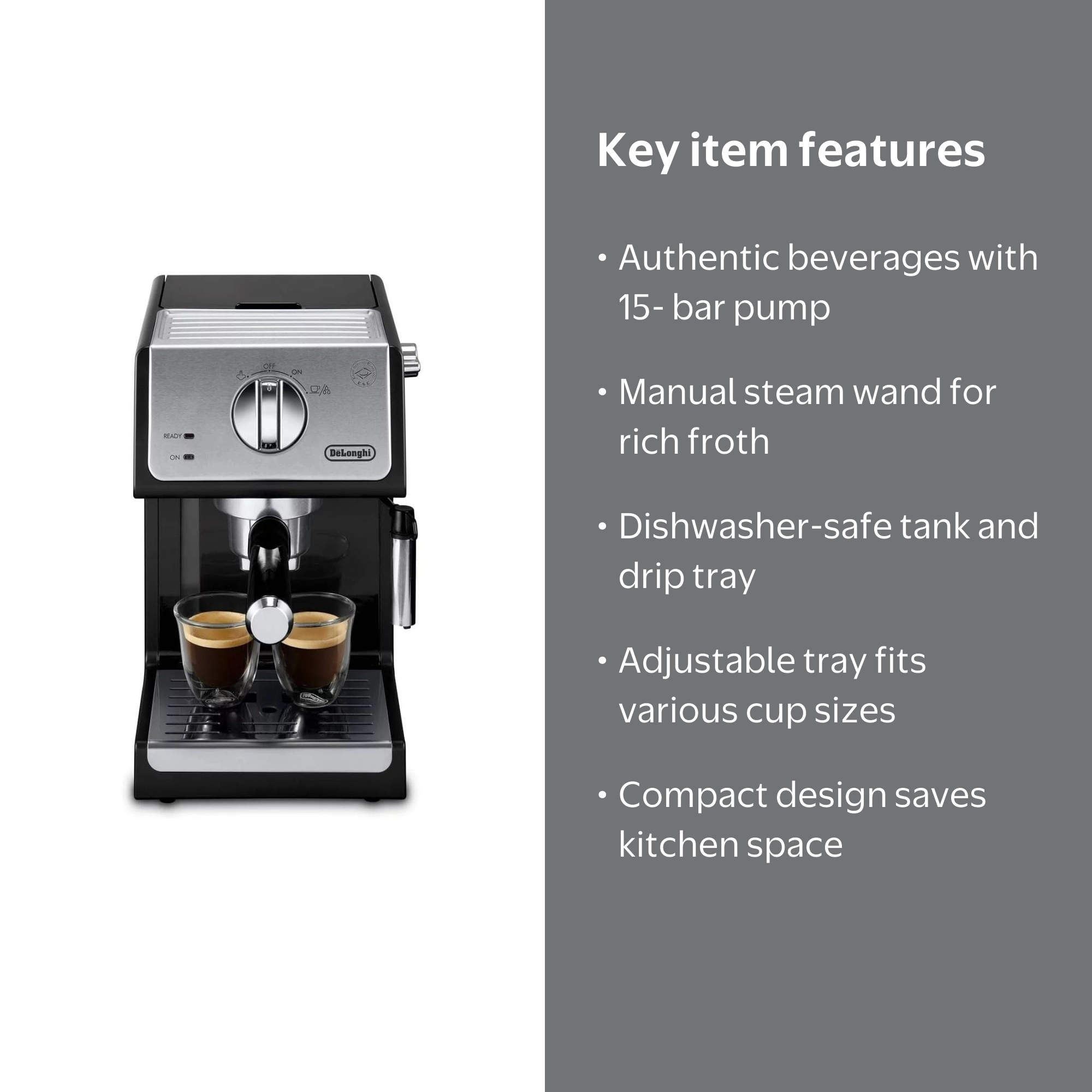 De'Longhi, Espresso and Cappuccino Machine, ECP3220, 15-Bar Pump