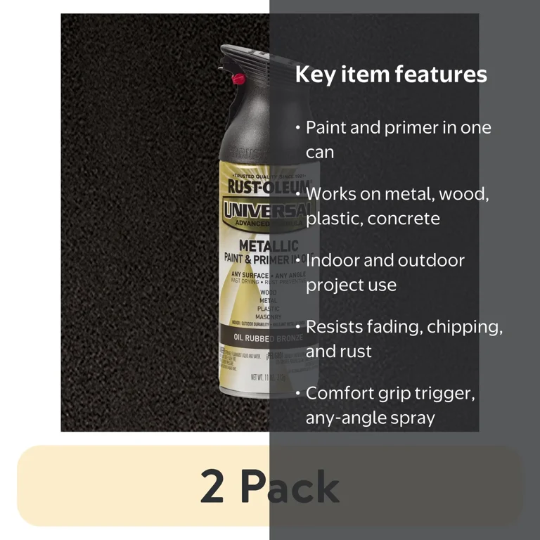 2 pack) Oil Rubbed Bronze, Rust-Oleum Universal Metallic Paint