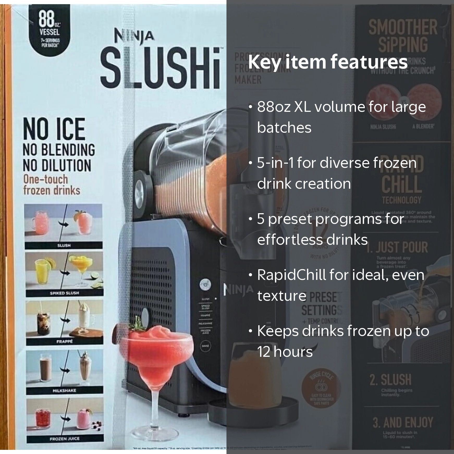 Ninja, Slushi Frozen Drink Maker, 88oz, 5 preset programs