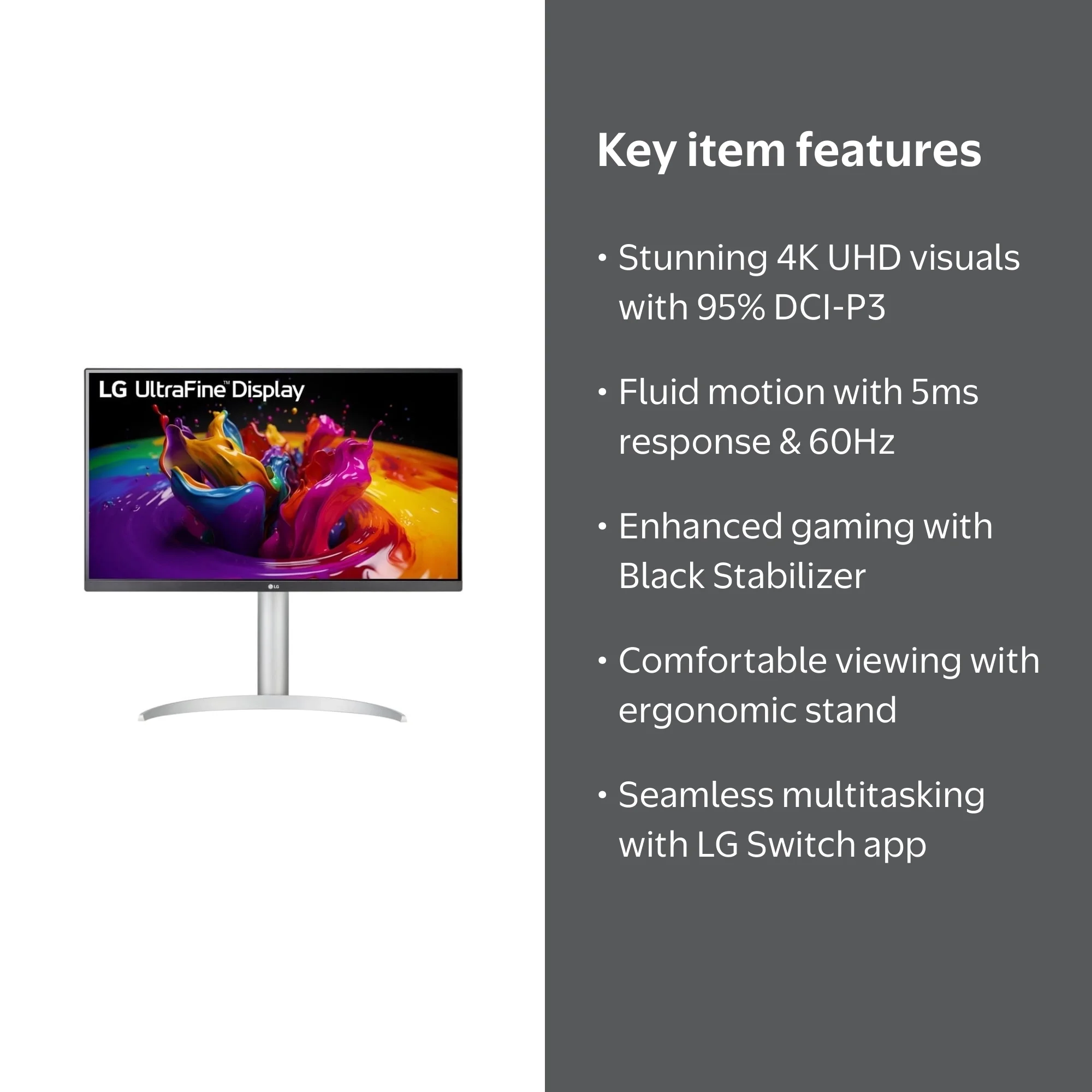 LG 27UP650K-W 27-inch Ultrafine 4K UHD (3840 x 2160) IPS Computer