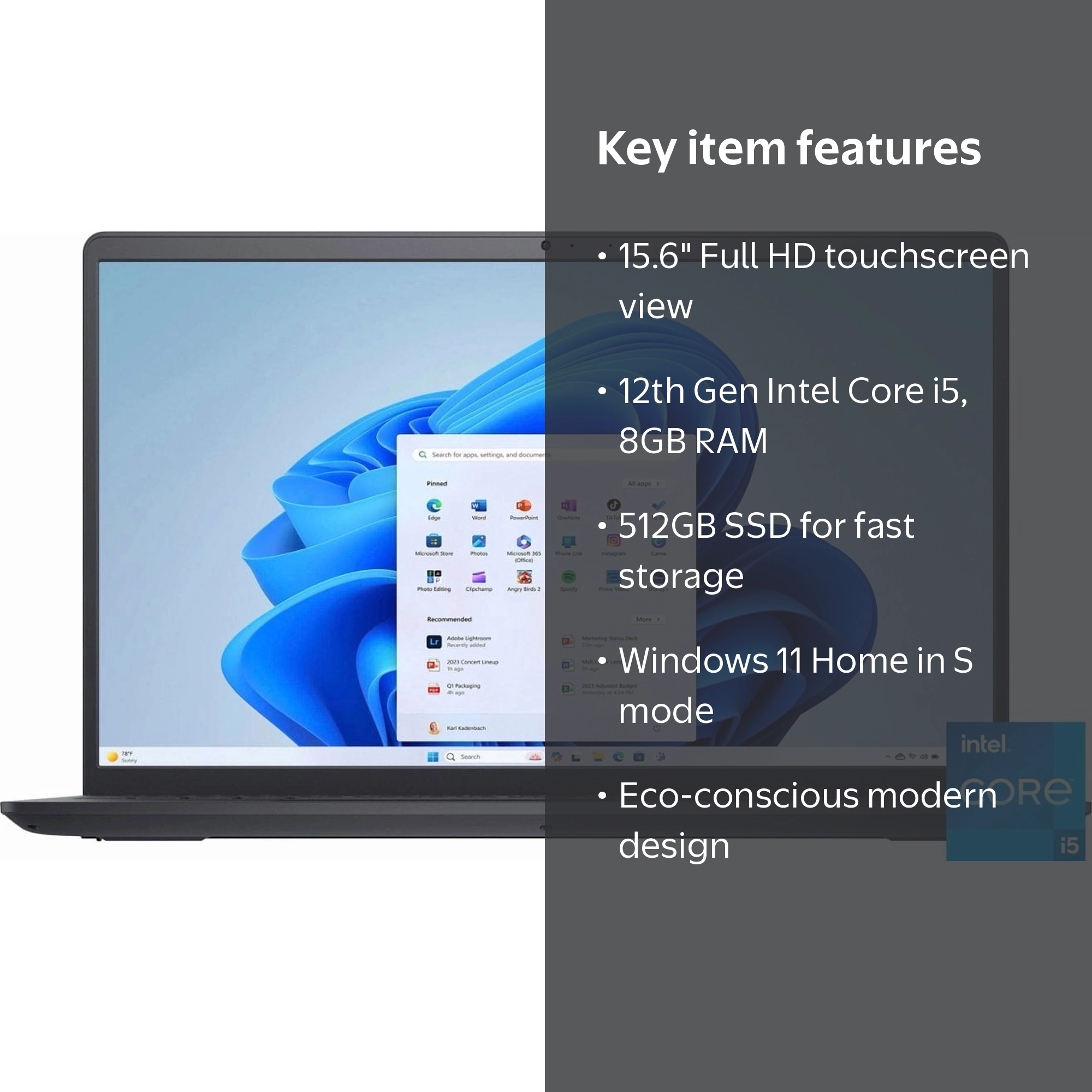 Dell, Inspiron 15.6 inch Full HD Touchscreen Laptop, i5-1235U