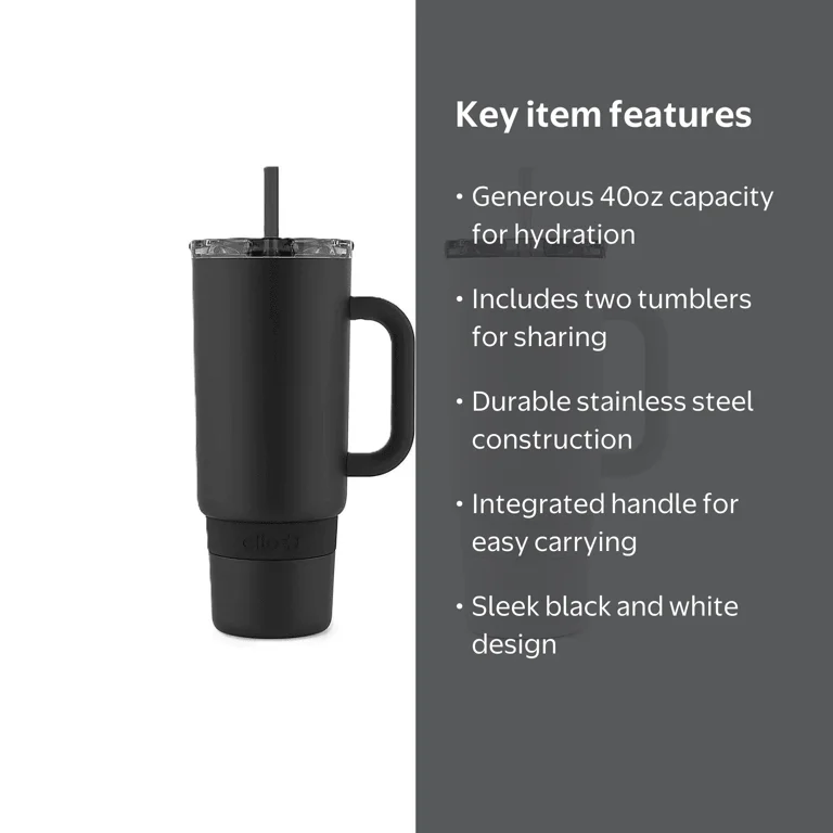 Ello Port 40-oz. Stainless Steel Tumbler with Handle, Black and
