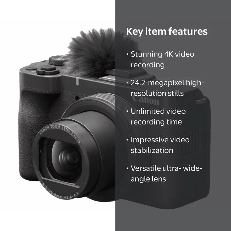 Canon PowerShot V1 4K Video 24.2-Megapixel Digital Camera - Black