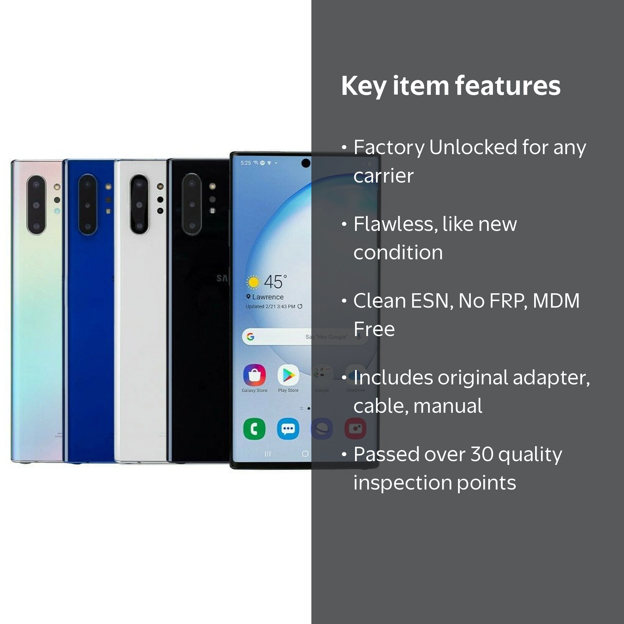 Restored Samsung Galaxy NOTE 10+ Plus (SM-N975U1, Factory Unlocked