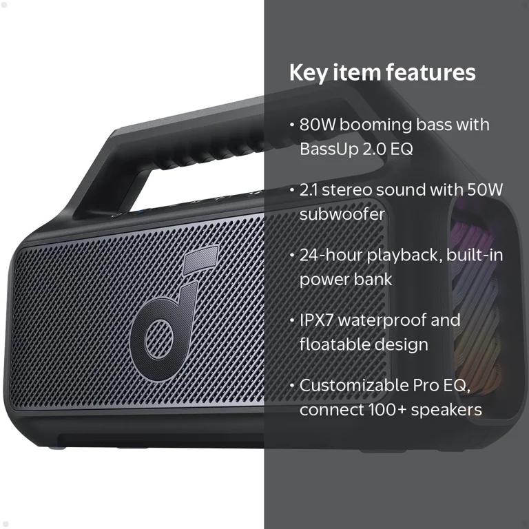 Soundcore, Outdoor Speaker, Boom 2, Waterproof Black - Walmart.com