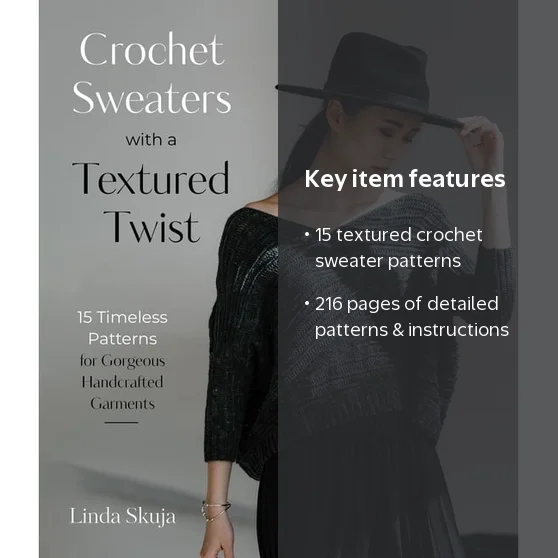Linda Skuja, Crochet Sweaters, Textured Stitch Patterns - Walmart.com