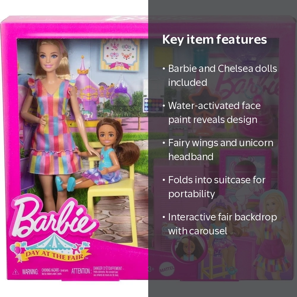 Barbie, Day at the Fair Carnival Playset, Featuring 2 Dolls, Pink