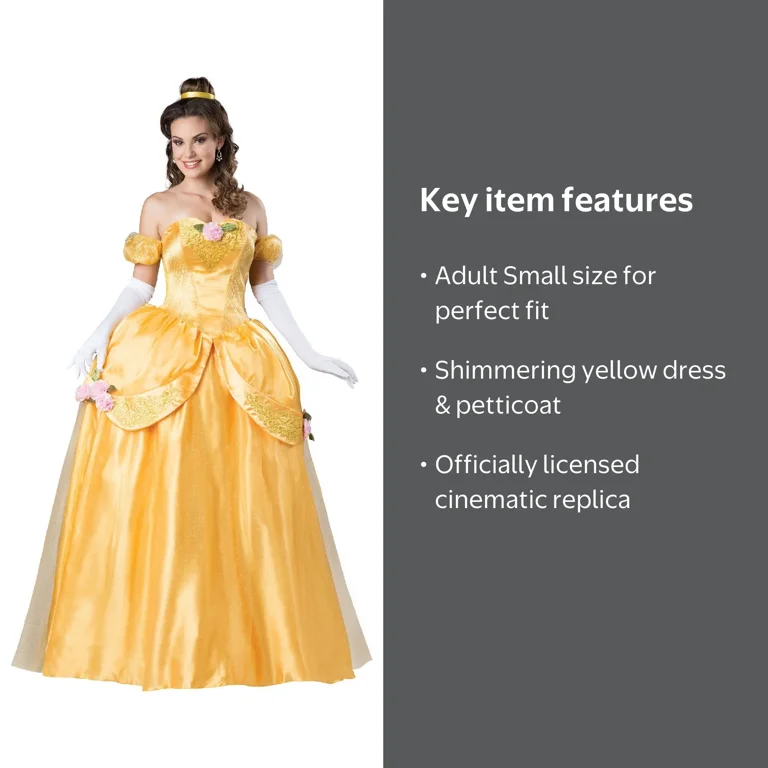 belle dress costume adults Adult - Disney Princess, Yellow/Black/Red, 1X that she would eventually grace the ballroom in a beautiful golden gown Disney Princess Beauty the Beast
