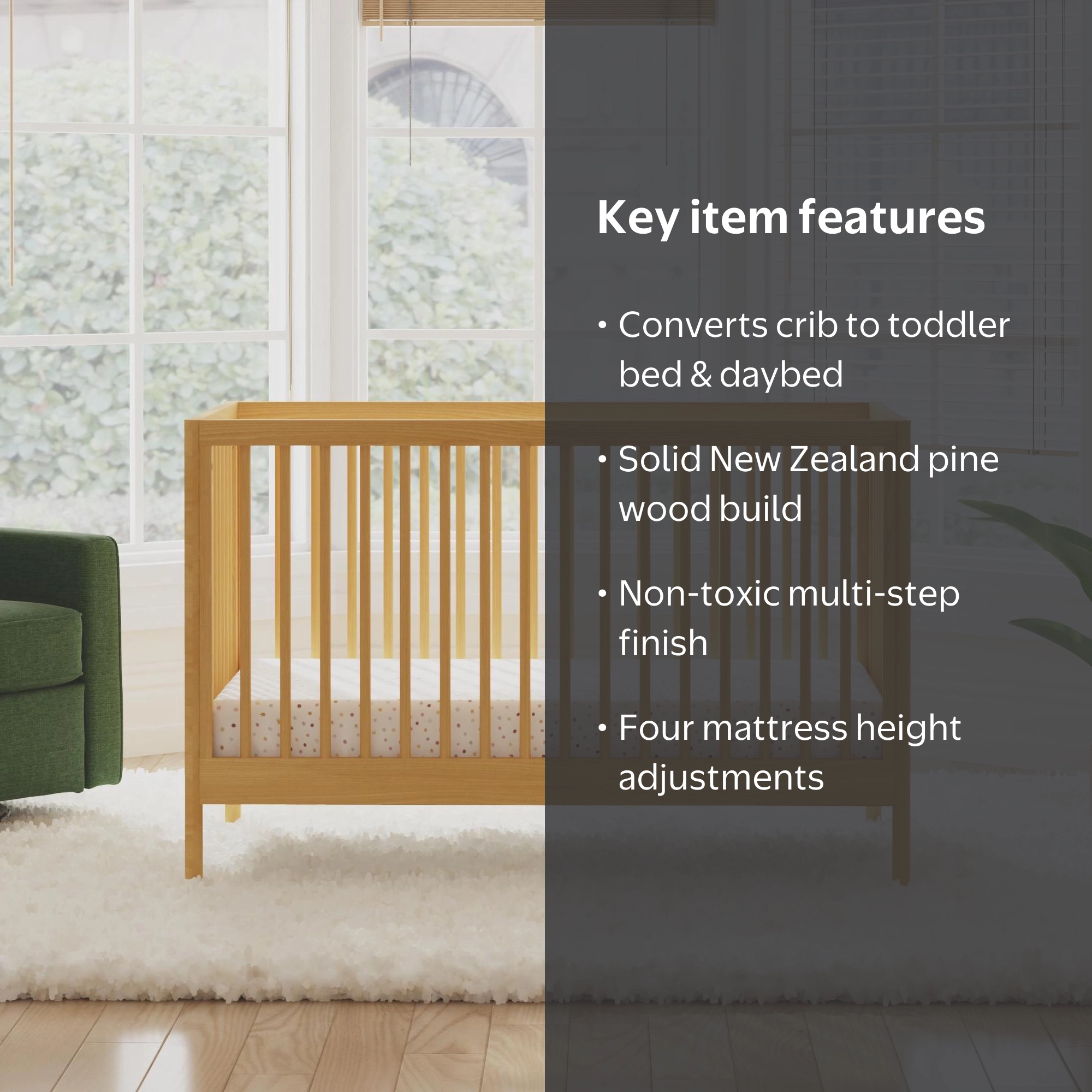 daVinci Birdie 3-in-1 Convertible Crib, Four Mattress Heights