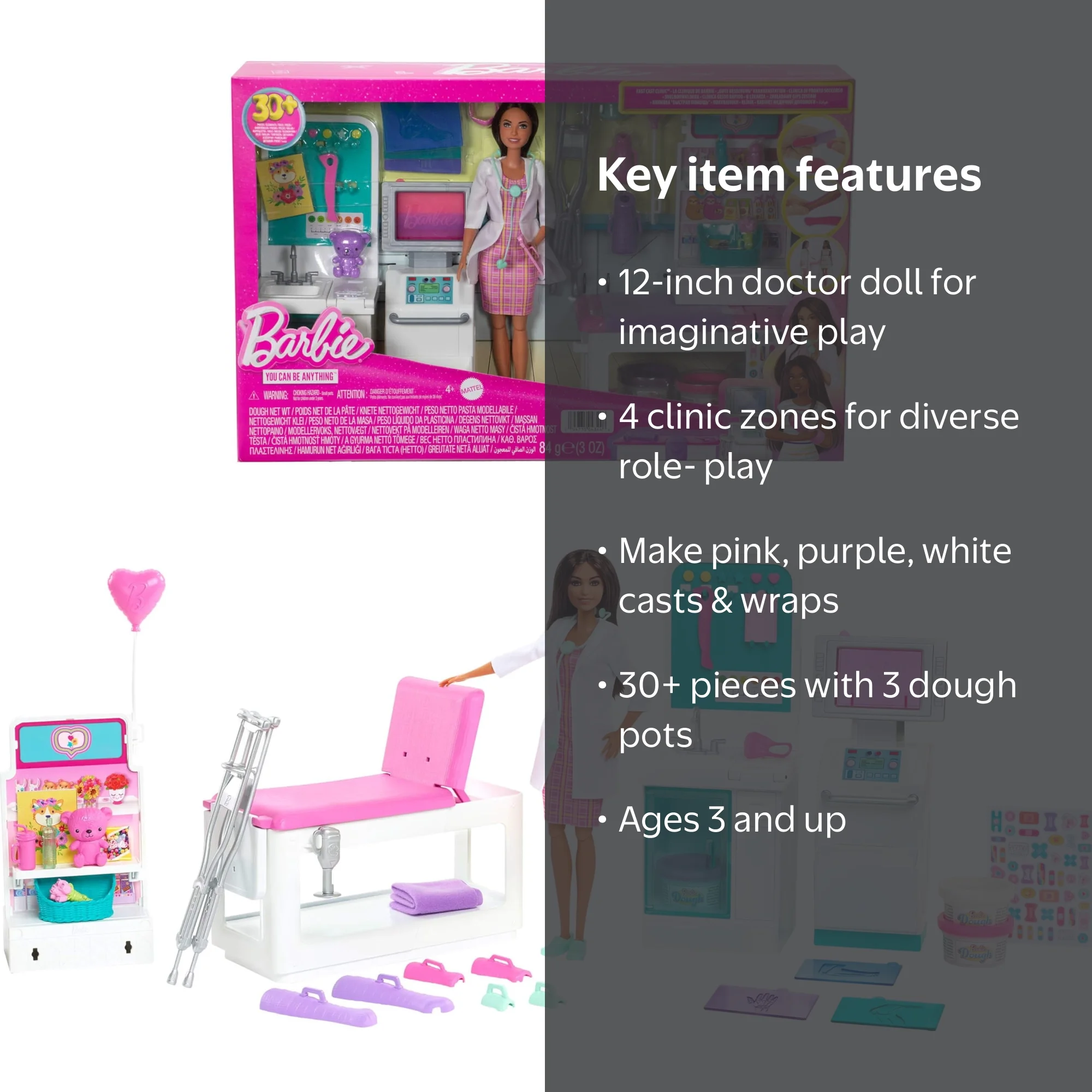 Free Shipping! Barbie Medical Playset with Doctor Doll, Cast