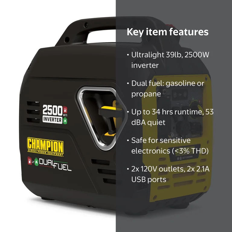 CHAMPION DUAL FUEL 直接引き取り　【Tatsu 】 Champion 2500-Watt Ultralight Dual Fuel Inverter Generator